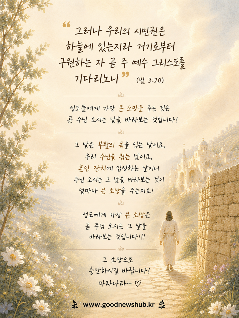 성도들에게 가장 큰 소망 "재림"